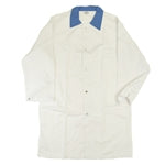 Heavy Duty White Butcher Coat with Blue Collar