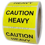 Yellow Glossy "Caution Heavy" Labels - 3" by 2" - 500 ct