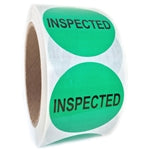 Green Glossy "Inspected" Label - 2" Diameter - 500 ct. Roll