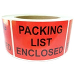 Red Glossy "Packing List Enclosed" Labels - 3" by 2" - 500 ct Roll