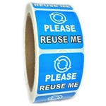 Blue Glossy "Please Reuse Me" Sticker Label - 1.5" by 1.5" - 500 ct