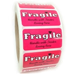 Pink Glossy "Fragile Handle with Tender Loving Care" Label - 1" by 2" - 1000 ct