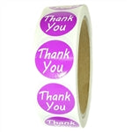 Purple Glossy "Thank You" Labels Stickers - 1" diameter - 500 ct Roll