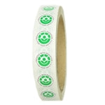 Glossy Green, White and Black Radura Stickers - 0.625" diameter - 2500 ct Roll