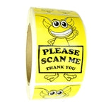Glossy Yellow Alien "Please Scan Me Thank You" Labels Stickers 3" by 2" - 500 ct