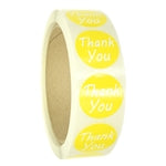 Glossy Yellow "Thank You" Stickers - 1" diameter - 500 ct Roll