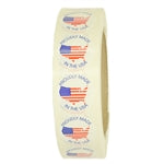 Glossy American Flag Map "Proudly Made in the USA" Stickers - 1" diameter - 1000 ct Roll