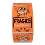 Glossy Orange Alien "Fragile Handle with Care" Stickers - 3" by 2" - 500 ct