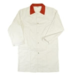 Heavy Duty White Butcher Coat with Red Collar