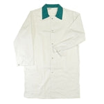 Heavy Duty White Butcher Coat with Green Collar