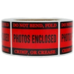 Red Glossy "Photos Enclosed" Label - 2" by 3" - 500 ct