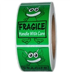 Green Alien "Fragile Handle with Care" Glossy Labels - 3" by 2" - 500 ct