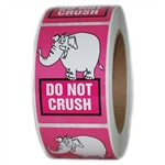 Pink Elephant "Do Not Crush" Glossy Label - 3" by 2" - 500 ct