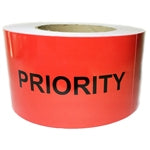 Red Glossy "Priority" Labels - 3" by 5" - 500 ct