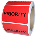 Red Glossy "Priority" Label - 3" by 2" - 500 ct