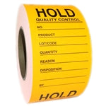 Fluorescent Orange Writable "Hold Quality Control" Labels - 3" by 5" - 500 ct
