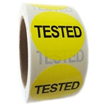 Yellow Glossy "Tested" Label  - 2" Diameter - 500 ct Roll