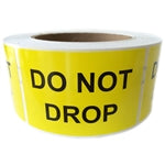 Yellow Glossy "Do Not Drop" Labels - 3" by 2" - 500 ct Roll