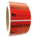 Red Glossy "Inspected By" Labels - 1.625" by 2" - 500 ct Roll