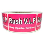 Pink Glossy "Rush VIP (Very Important Purchase)" Stickers Labels - 2.5" by 1.5" - 500 ct