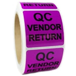 Purple Glossy "QC Vendor Return" Sticker Label -2" by 2" - 500 ct