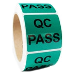 Green Glossy "QC Pass" Sticker Label - 2" by 2" - 500 ct