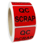 Red Glossy "QC Scrap" Sticker Label - 2" by 2" - 500 ct