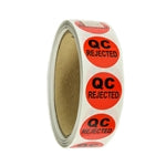 Red Glossy "QC Rejected" Label - 1" diameter - 500 ct Roll