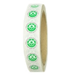 Glossy Green, White and Black Radura Stickers - 0.625" diameter - 1000 ct Roll