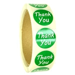 Glossy Green "Thank You" Stickers - 1" diameter - 500 ct Roll