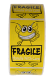 Glossy Yellow Alien "Fragile Handle with Care" Stickers - 3" by 2" - 500 ct