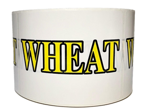 Glossy White and Yellow "Wheat" Stickers 4"x3" -500 ct